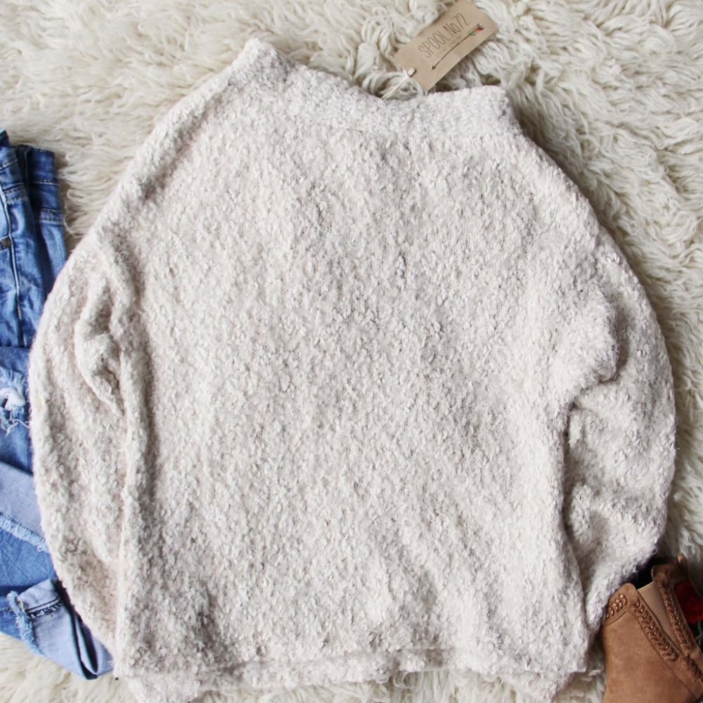 Ice Cinder Nubby Off The Shoulder Sweater in Cream - Picture 5 of 5
